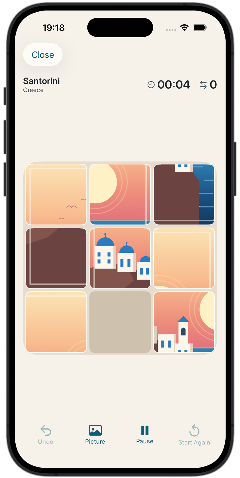 Travel Tiles sliding picture puzzle